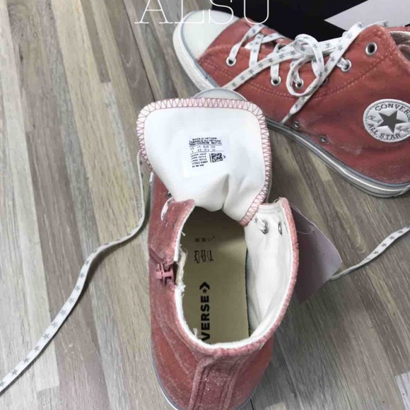 NWT Converse Ctas Side Zip Hi Rust Pink Velvet J/W - Picture 5 of 6